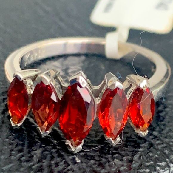 Karis Garnet Ring Size 7 – 5 Marquise Stones, January Birthstone Gift - Picture 3 of 11